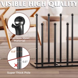 HzTinT Boot Rack, 19.5 Inches Boot Rack Organizer Tall Boots, Stainless Steel Boot Storage Holder, Free Standing Boot Racks for 12 Pairs Entryway, Closet, Black, 2Pack