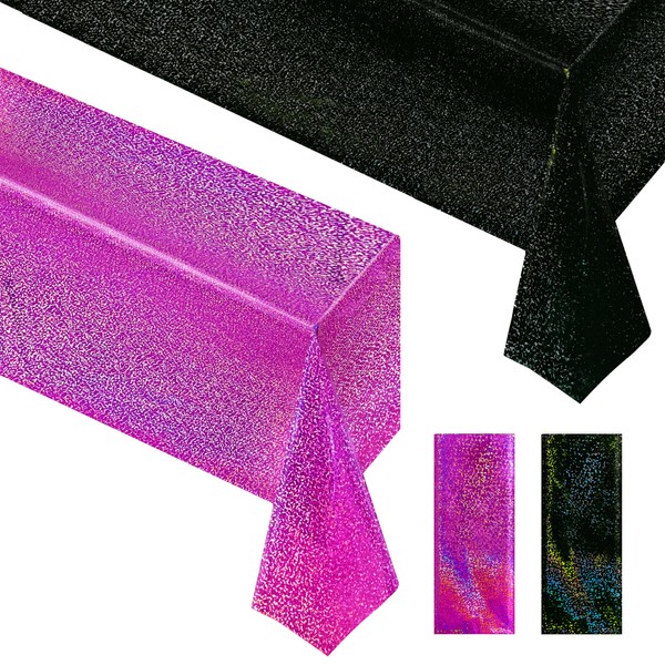 Purple & Gold Holographic Tablecloth 40" x 108" Hot Pink