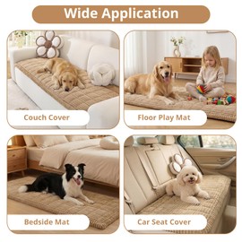 OstepDecor Washable Couch Cover for Dogs, Thick Pet Friendly Sofa Covers, Soft Couch Protector, Paw Cart Sofa Slipcovers, Cushion Protector for Leather, Sectional, Loveseat (35.4" x 35.4", Khaki)