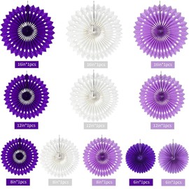 TONIFUL Lavender Purple White Hanging Tissue Paper Flowers Paper Chrysanth Flowers DIY Crafting for Wedding Birthday Baby Shower Backdrop Nursery Wall Party Decoration（12 Packs） …