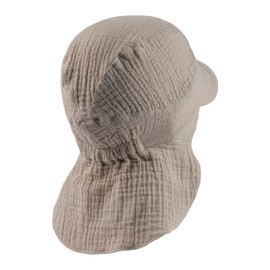 Sterntaler Peaked cap with neck protection plain made of organic cotton - unisex peaked cap protects the head from the sun - sun cap baby UV 50+ with tie band, beige