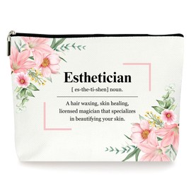 ZYQFN Esthetician Watercolor Flowers Makeup Bag Cosmetic Bag, Esthetician Gifts, Birthday Christmas For Women Mom Friends Sister Wife Grandma Aunt Daughter Teacher Coworker. (014)