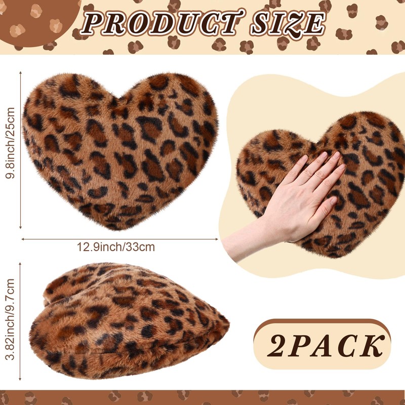 Fiwochic 2 Pack Leopard Throw Pillows, Small Heart Shaped Wedding