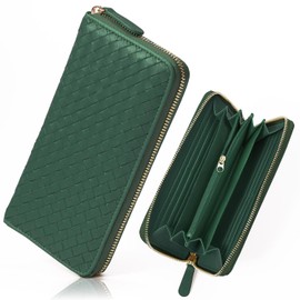 GROOVE GEAR ggs-1071 Woven Long Wallet, Sheepskin, Sheepskin, Sheepskin, Men's, Long Wallet, Leather, Gift, green