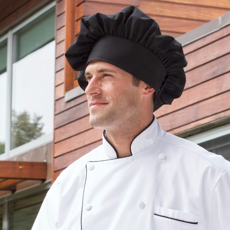 Uncommon Threads mens Unisex Poplin Chefs Hat, White/Black, One Size