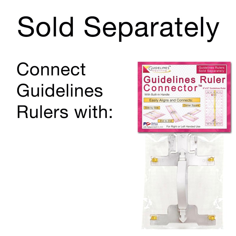 Guidelines4Quilting Guidelines Ruler - 6-in x12-in, Non-Slip, Unbreakable Quilting Ruler