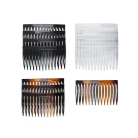 scünci Scunci Plastic Side Hair Combs, Black, Clear, and Tortoise Shell, 12 Ct