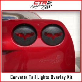 CTR Racing C6 Corvette Tail Lights Carbon Fiber Decal Overlay Vette Logo Emblem - 2005-2013