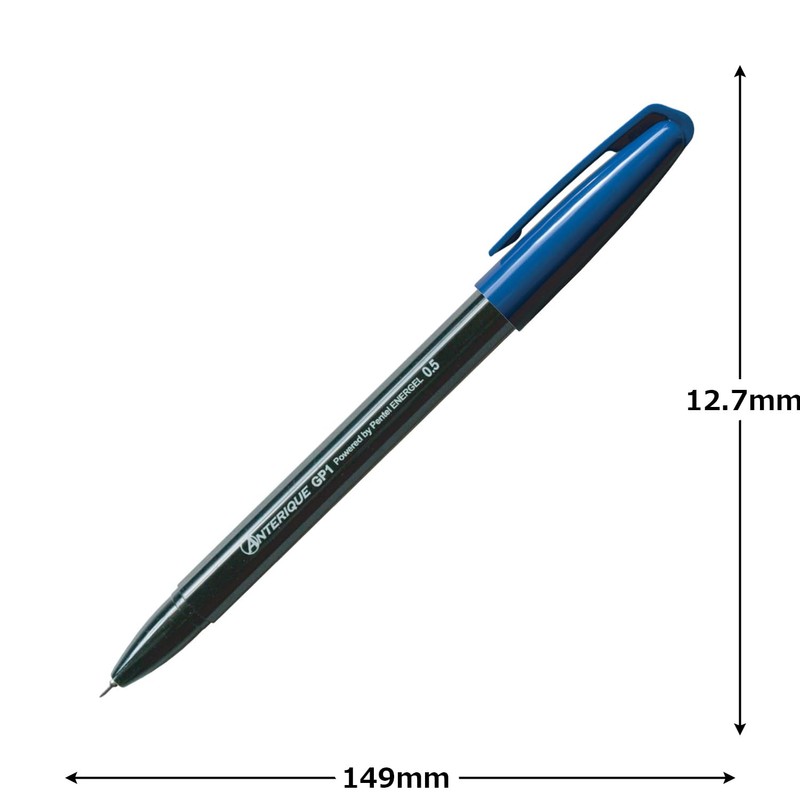 Anteric Gel Ink Ballpoint Pen, 0.5mm, Navy Blue x Pitch