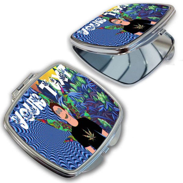 BRGiftShop Personalized Custom Name Weed Tie Dye Trippy Psychedelic Compact
