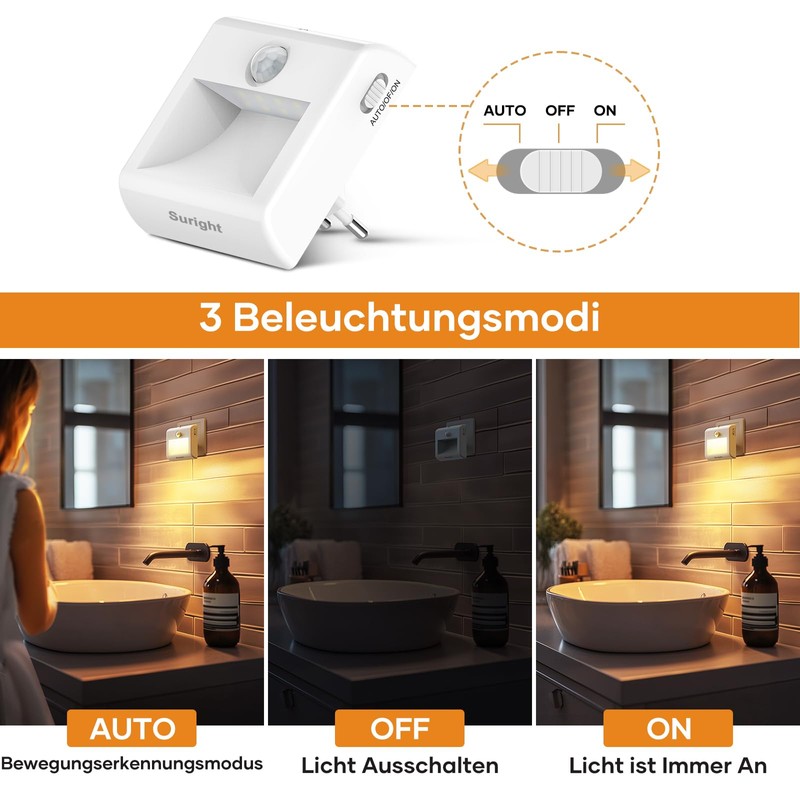 Pack of 2 Night Light Sockets, LED Night Light with