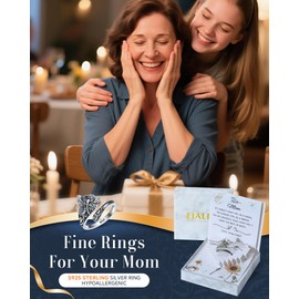 EJALEN Turquoise/Opal/Obsidian/Abalone Dragonfly/Butterfly Sunflower Vintage Thumb Spoon Adjustable Ring Jewelry Gift for Mom/Daughter/Wife/Women (Abalone dragonfly, Mom)