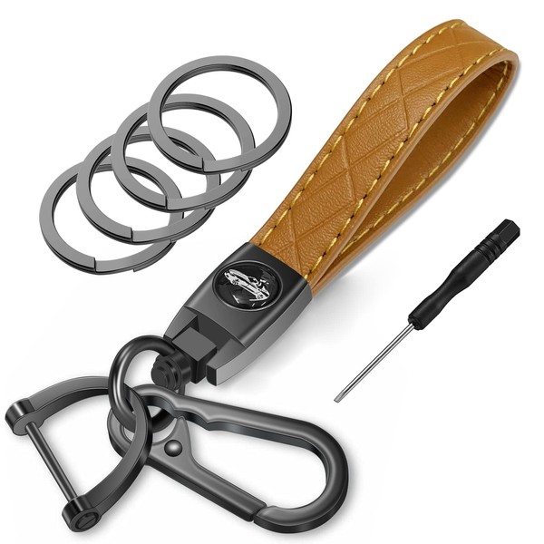 Idakekiy Car Keychain Microfiber Leather with 4 Key Rings 360