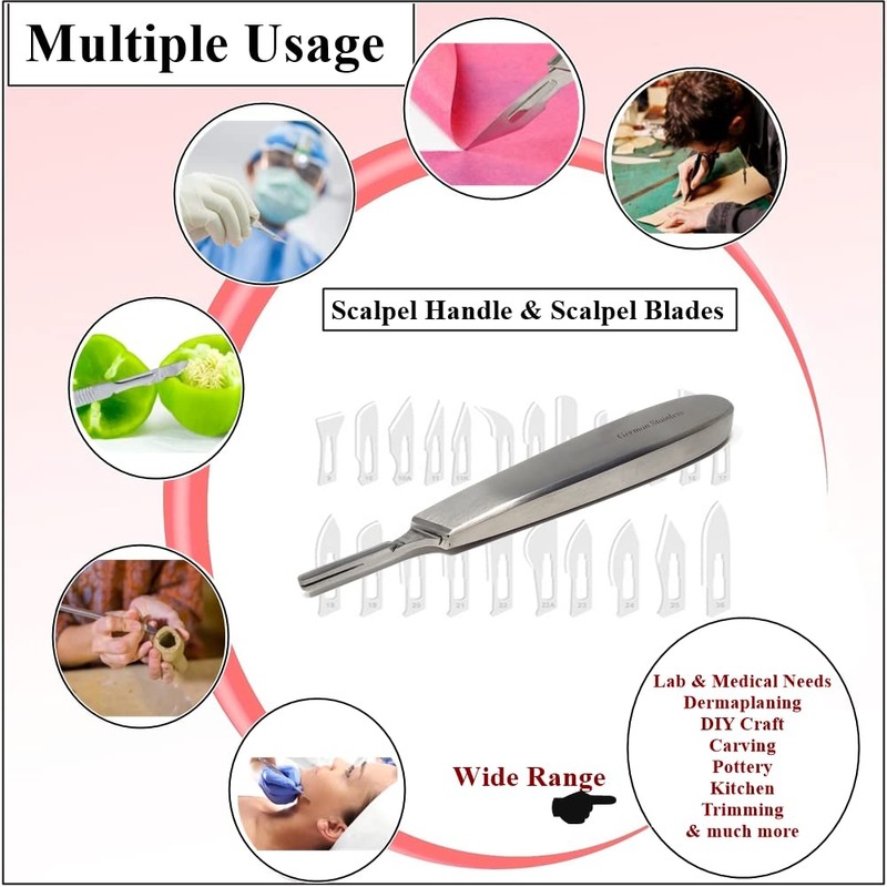 Scalpel Handle #8 Stainless Steel Knife, Blade Holder with Thick