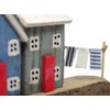 Nautical Rustic Wooden Coastal Village Beach House Ornament - Blue
