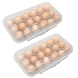 18 Grid Egg Container for Camping, 2 Packs Refrigerator Egg Rack Holder Plastic Storage Box Organizer with Lid for Refrigerator Camping Hiking Outdoor Activities