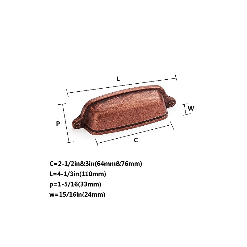 khtumeware 6 Pack 3 inch (76 mm) Vintage Drawer Pulls