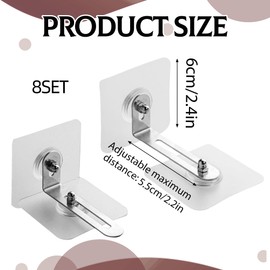 8SET Wall Anchor Durable and Sturdy Long No Punching Anti Tip Furniture Anchors Long Service Time Furniture Wall Anchor for Fixing Bookcase Cabinet Dresser Baby and Pet Protector