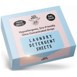 ECO ROOTS Laundry Detergent Sheets 64 loads | ECO FRIENDLY Unscented Sheets, Liquidless Travel Size Laundry Strips Detergent, Zero Waste Plastic Free Sustainable Washer Products