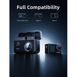 llano 18W Fast Dual Camera Battery Charger for DJI Osmo Action 5 Pro, Action 4 and 3, Smart Digital Display, Magnetic Snap Cover