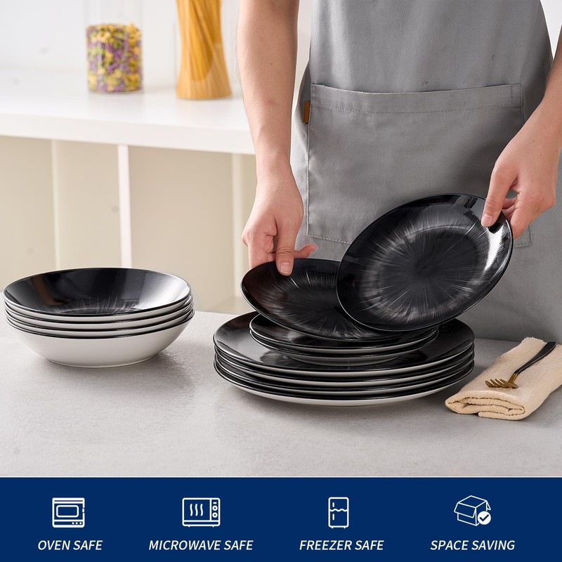 Bestone Porcelain Dinnerware Sets Service for 4, 12 pcs Hand