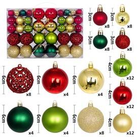 BSTMOME 2024 New 100 Pack Christmas Balls Ornaments, Shatterproof Christmas Tree Baubles 4 Colors Combination for Festival Xmas Tree Holiday Wedding Party Decor (Golden+Red+Dark Green+Green)