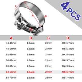 Joint Bolt Clamp Stainless Steel 17-161 mm Joint Bolt Clamp Hose Clamps Clamping Jaw Clamps Motorcycle Exhaust Clamps Joint Bolt Clamp Stainless Steel 304 (64-67 mm)