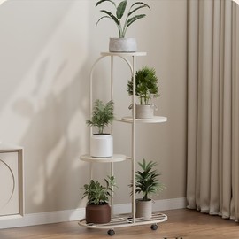 LALFPET Iron Art Indoor Home Floor Standing Mobile Multi-Layer Plant Stand, Living Room Luxury Decorative Flower Rack, Simple Iron Storage Shelf, Plant Holder, Tiered Plant Stand