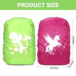 Pack of 2 Rain Cover Backpack, 35L Rain Protection School Bag, Reflective Backpack Cover, Waterproof, Rain Cover Backpack Protective Cover, Reflector Backpack Cover for Boys Girls Beginners to School