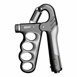 Grip strength trainer, adjustable hand grip strengthener, Durable Adjustable Resistance 5-100KG With Digital Counter, ergonomic design, high-strength spring, perfect hand (GRAY)