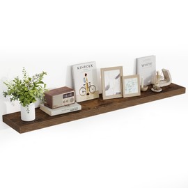 Acovy 55 Inch Floating Shelves, 55"x9.25"x1.5" Inch Deep Floating Shelves for Wall, Wooden Shelves for Bathroom, Bedroom, Living Room, Brown