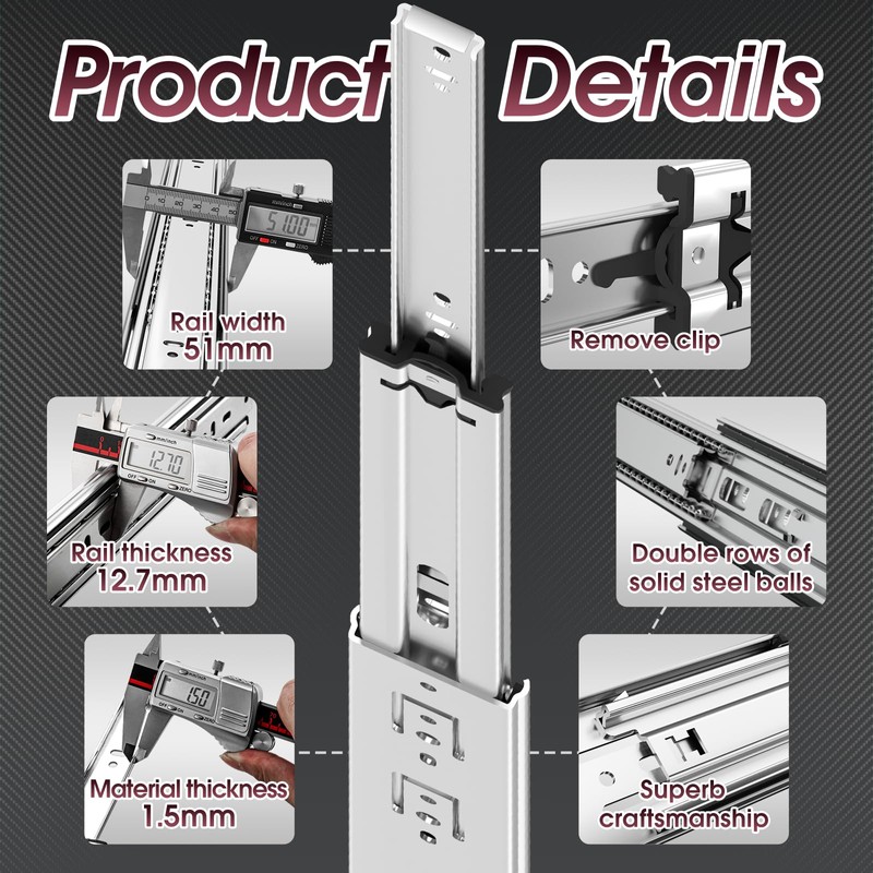 SHUHANG 1 Pair 150 lb Load Capacity Heavy Duty Drawer