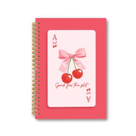 Lined Spiral Journal Notebook for Work, Cherry A Playing Card-Themed Notebooks with Metal Coil for Writing Note Taking, Spiral Notebooks Gifts for Women, Activity Prizes, Notepad (8.2*6.2") for Work
