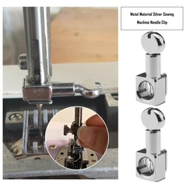 Pack of 2 Metal Needle Clamps Rotating Handle Screw for Household Sewing Machine Fittings Accessories Spare Parts Silver