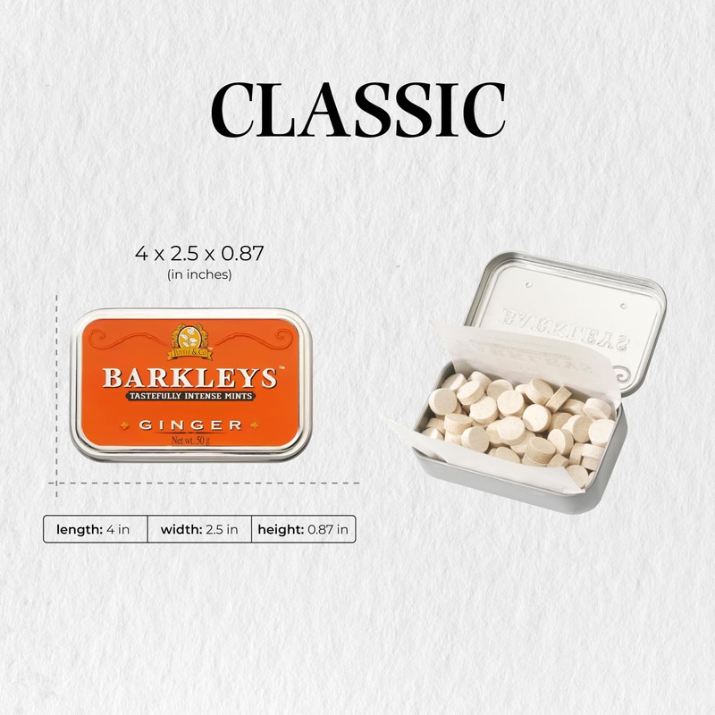 Barkleys Ginger Breath Mints - Strong Ginger Flavor Cool Mint
