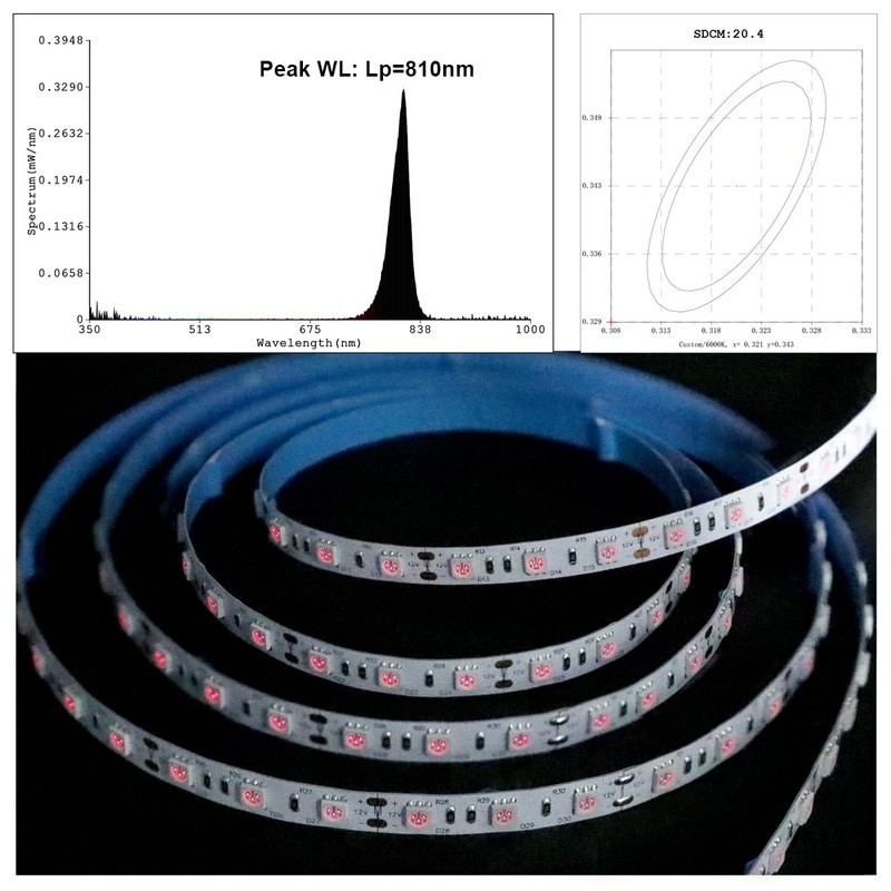 SLL HUT 12 Volt 810nm Infrared LED Strip Light, 5m/16.4ft