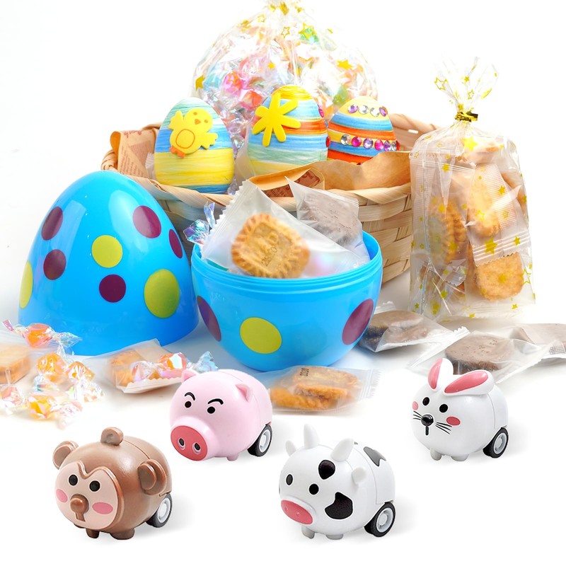 Easter Eggs for Filling, Plastic, Pack of 12, Coloured Printed