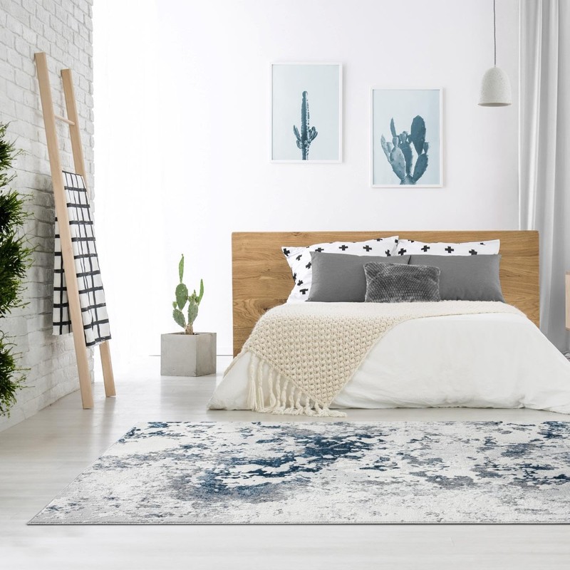 LUXE WEAVERS Modern Abstract High Low Texture Area Rug,Blue,6'X9'