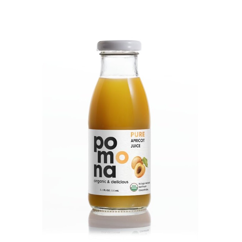 Pomona Organic Apricot Juice, Cold Pressed USDA Organic Juices, 100%