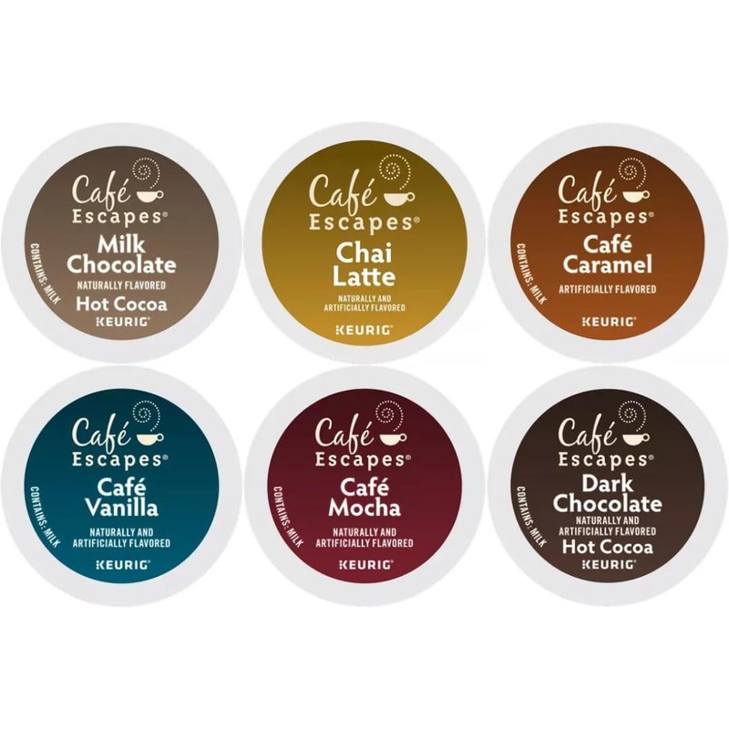 Cafe Escapes K-cups Coffee Pods Variety Sampler Includes Cafe Mocha,