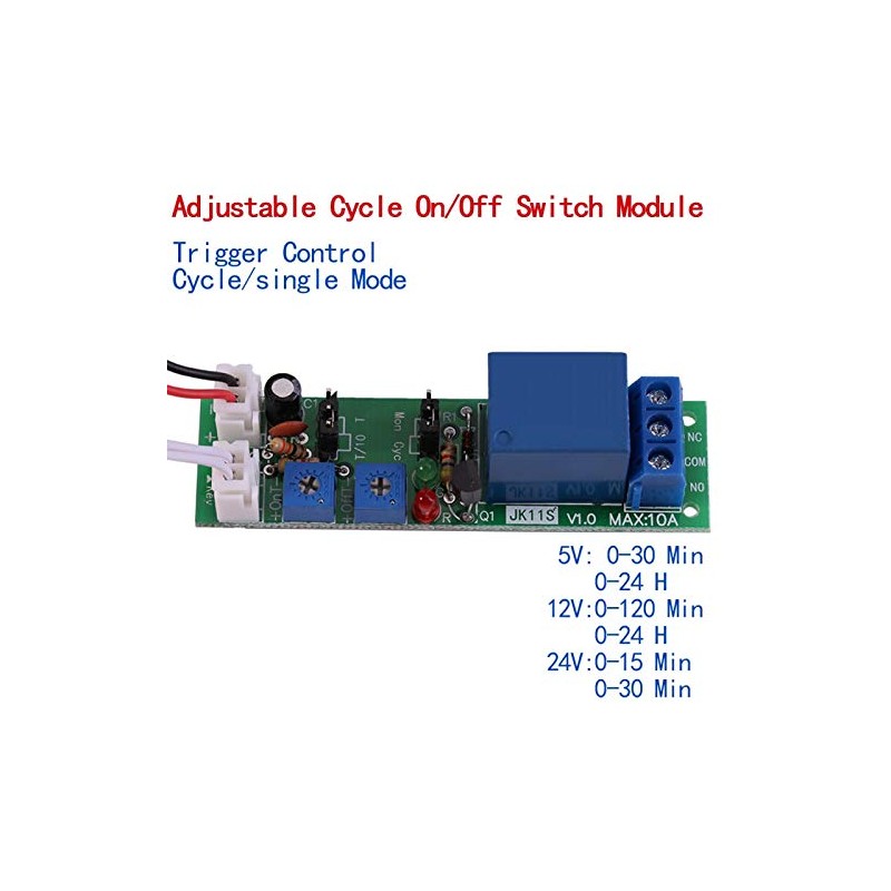 YWBL-WH DC 12V Delay Relay Adjustable Cycle Timer 0-24 Hours