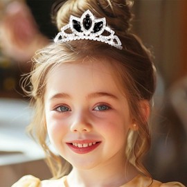 Kilshye Princess Silver Tiara and Crown Pink Crystal Tiaras Pageant Crowns Rhinestone Birthday Headdress for Women (Black)