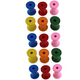 E-outstanding Craft Spool 15PCS 30x22mm Colored Hourglass Shaped Natural Wooden Empty Bobbins Thread Spool Sewing Tool Findings