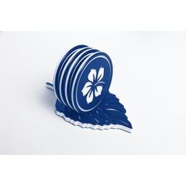 Noble Heritage Hibiscus Drink Coaster Set with Leaf Holder – Made in USA | Premium Recycled Plastic | 4-Piece Set | Fun, Tropical, & Durable for Home & Parties