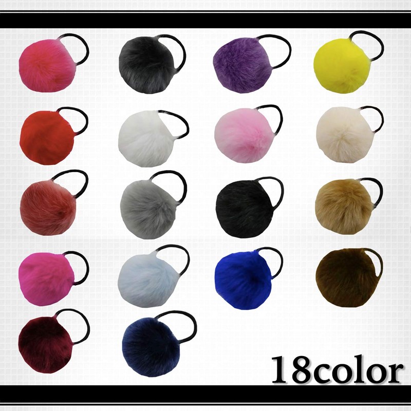 White Fang ZA047 Hair Rubber with Fur Bonbon Adult Stylish