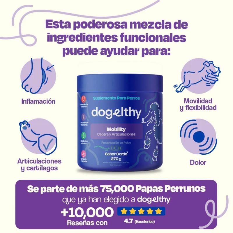 Dogelthy Pack De 2 Mobility Sabor Cerdo Para Perros 270