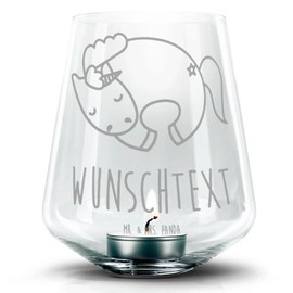 Mr. & Mrs. Panda Personalisiertes Gravur Windlicht Einhorn Nacht - Personalisierte Geschenke, Unicorn, Windlicht Glas Mit Namensdruck, Romantisches