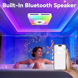 Bluetooth Bathroom Exhaust Fan, Ceiling Ventilation Fan with Night Light,230 CFM Powerful Quiet Ventilation,Color Adjustable Color Lighting (3000K-6500K),with 7-Color RGB Ambient