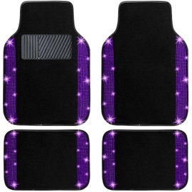 NBTEPEM Purple Violet Bling Car Floor Mats Full Set, Universal Fit Most Cars,SUV, Trucks, 4 pcs Sparkle Glitter Diamond Carpet for Women Girls with Anti-Slip Pad (Purple Violet Diamond)