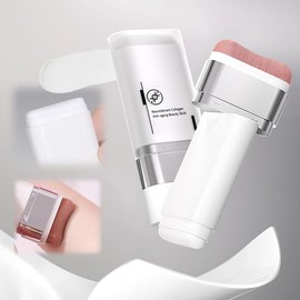 SIYDYRIT Makeup Base Primer with Collagen, Foundation Stick with Brush, Flawless Eraser Anti-aging Beauty Stick, Waterproof Long-lasting Makeup for All Skin Types